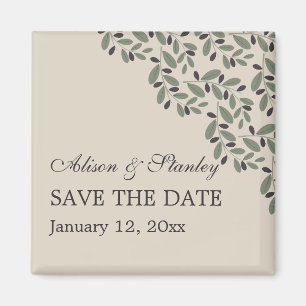 Oliviegrenkrans bröllop Save the Date Magnet