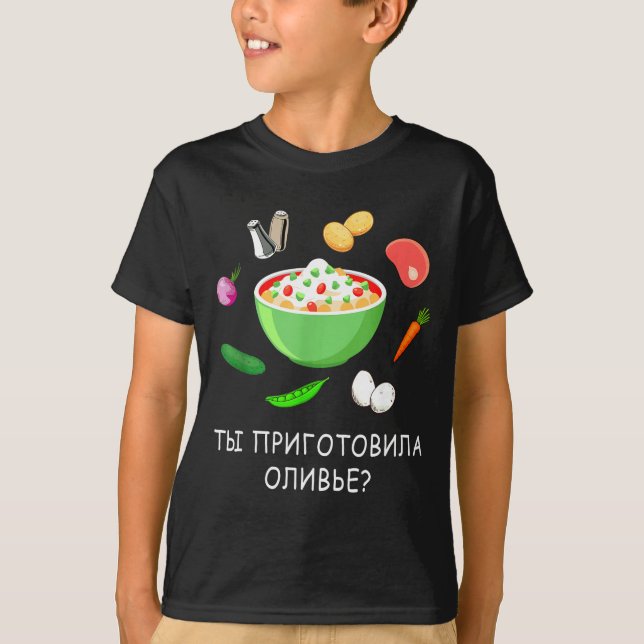 Olivier Salad Lover Russian New Years Russian Gift T Shirt (Framsida)