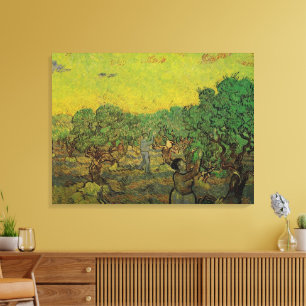 Olivilund med plockande figurer, Vincent van Gogh Canvastryck