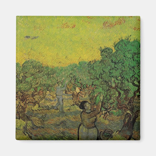 Olivilund med plockande figurer, Vincent van Gogh Magnet (Framsidan)