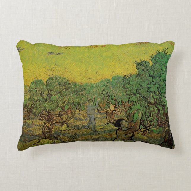 Olivilund med plockande figurer, Vincent van Gogh Prydnadskudde (Framsidan)