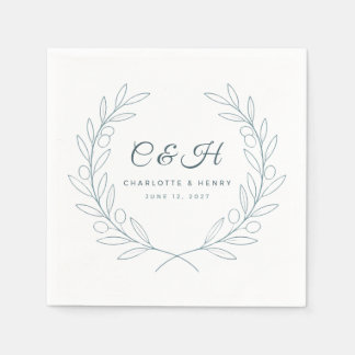Olivkrans Monogram Bröllopscocktailservetter Pappersservett