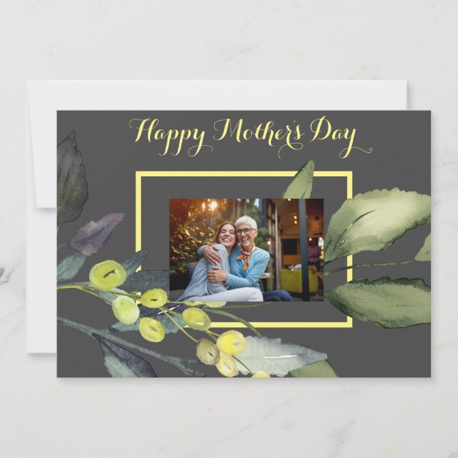 Olivkvist Blommig Foto Morsdags Kort (Framsida)