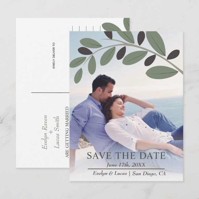 Olivkvist Medelhavet foto Spara datumet Vykort (Fram/baksida)