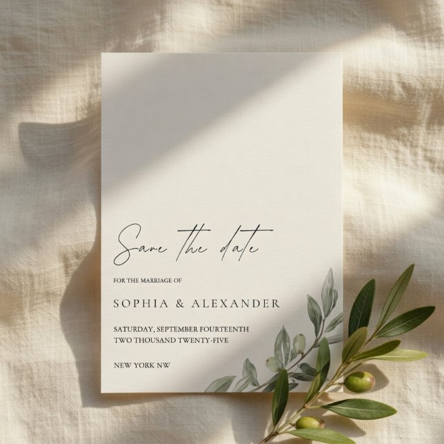 Olivkvist Save the Date-kort | Elegant grönska Inbjudningar (Skapare uppladdad)