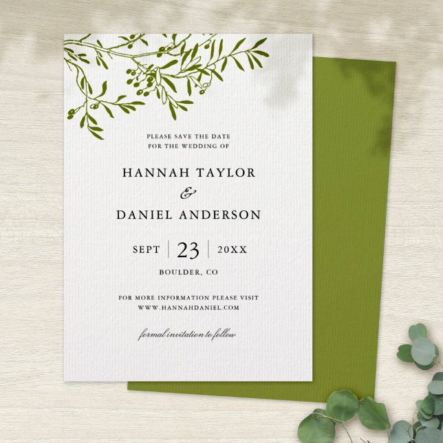 Olivkvist Save the Date-kort Spara Datumet (Skapare uppladdad)