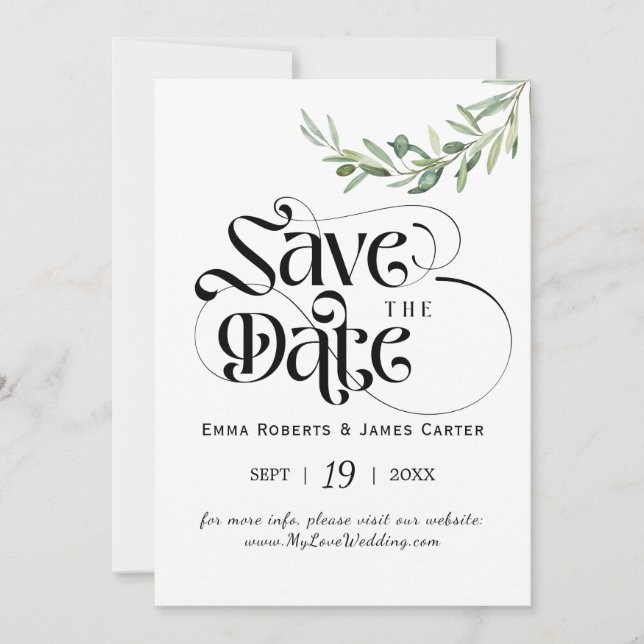 Olivkvist Save the Date-kort Spara Datumet (Framsida)