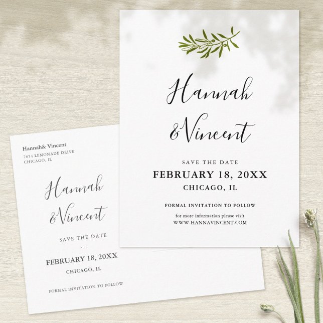 Olivkvist Save the Date Postkort Meddelande Vykort (Skapare uppladdad)