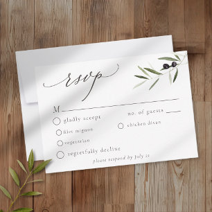 Olivkvist Vattenfärg Elegant Minimalistisk Bröllop OSA Kort
