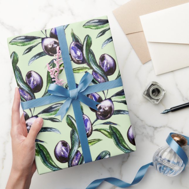 Olivkvist Vattenfärg Mönster  Presentpapper (Gifting)