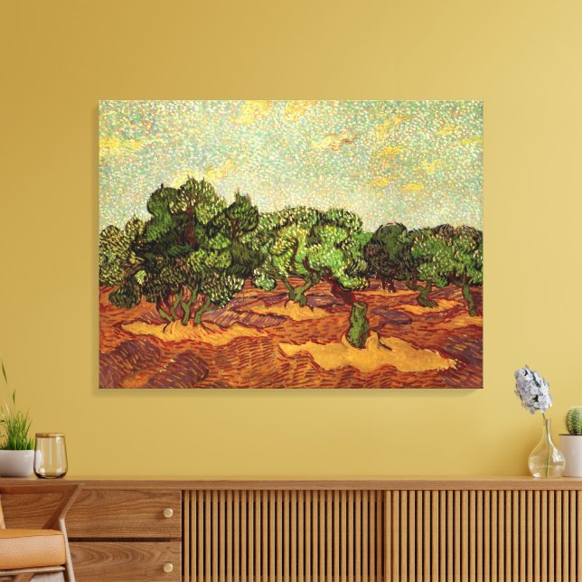 Olivlund, blekblå himmel av Vincent van Gogh Canvastryck (Insitu (Vardagsrum))