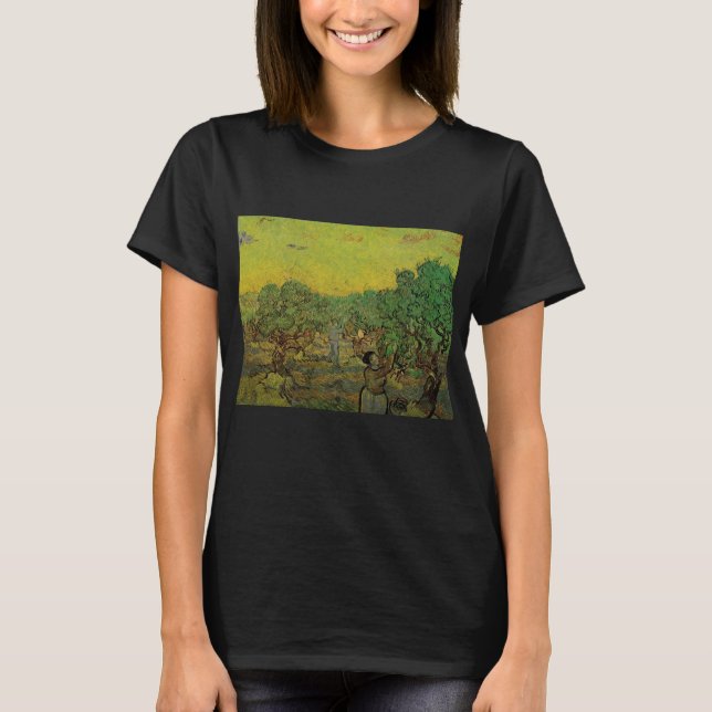 Olivlund med plockande figurer, Vincent van Gogh T Shirt (Framsida)