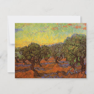 Olivlund, orange himmel av Vincent van Gogh