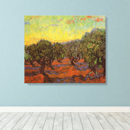 Olivlund, orange himmel av Vincent van Gogh Canvastryck