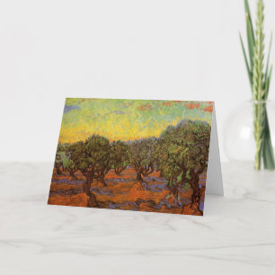 Olivlund, orange himmel av Vincent van Gogh Kort