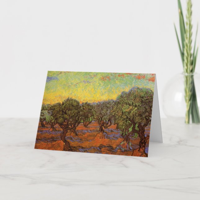 Olivlund, orange himmel av Vincent van Gogh Kort (Framsida)