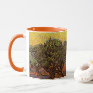 Olivlund, orange himmel av Vincent van Gogh Mugg