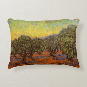Olivlund, orange himmel av Vincent van Gogh Prydnadskudde