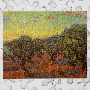 Olivlund, orange himmel av Vincent van Gogh Pussel