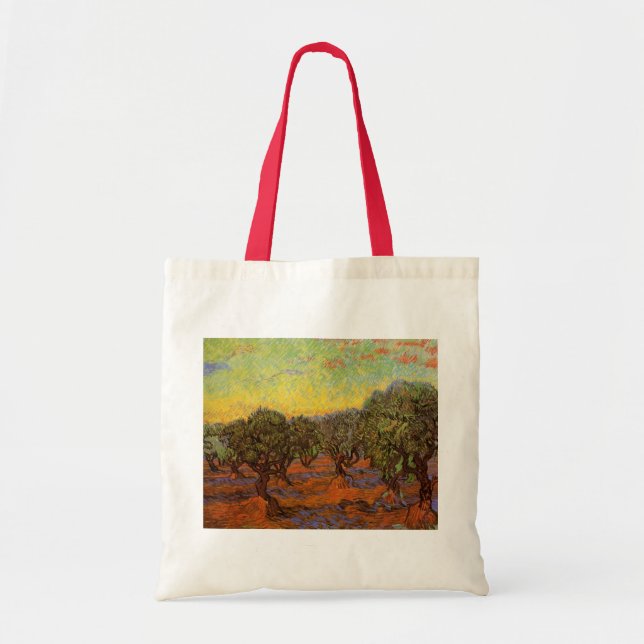 Olivlund, orange himmel av Vincent van Gogh Tygkasse (Framsidan)