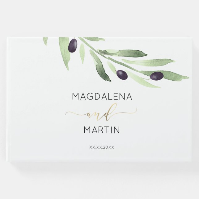 Olivolja gren bröllop gästböcker (Framsida)