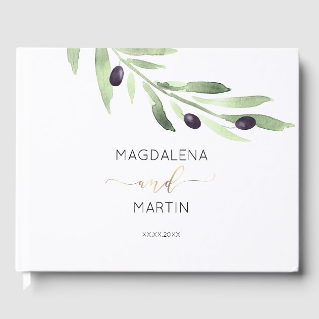 Olivolja gren bröllop gästböcker (Framsida)