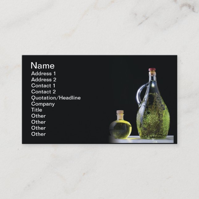 Olivolja och konjak visitkort (Framsida)