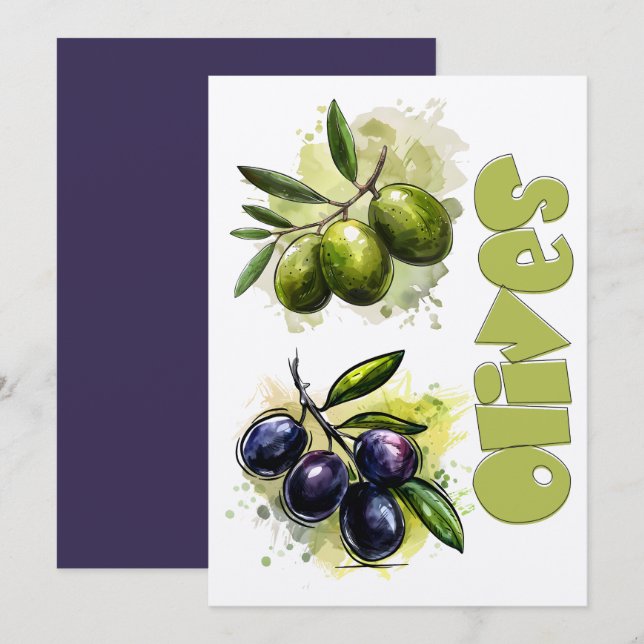 Olivolja Organic Vegan Botaniska ز ي ت و ن ز ي Inbjudningar (Fram/baksida)