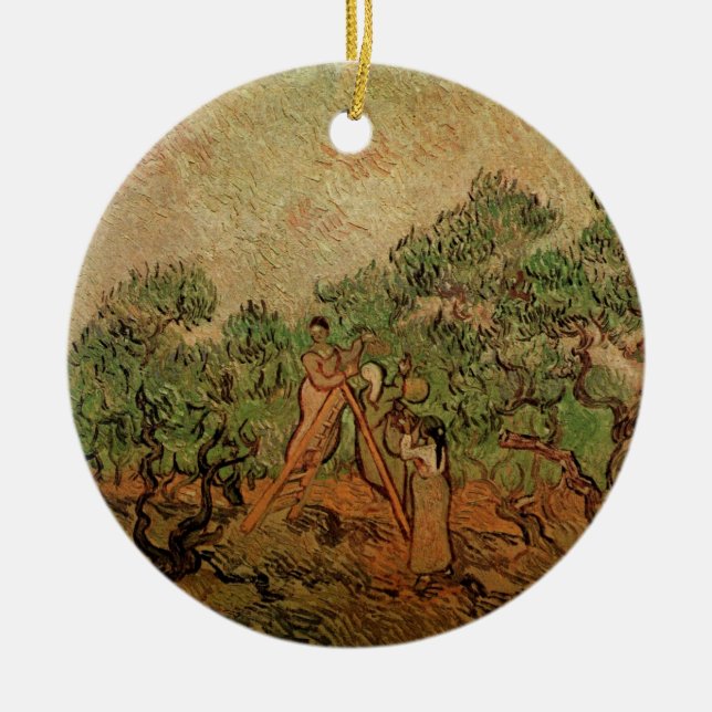 Olivskörd av Vincent van Gogh Julgransprydnad Keramik (Framsidan)