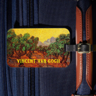 Olivträd av Van Gogh med gul himmel och sol Bagagebricka
