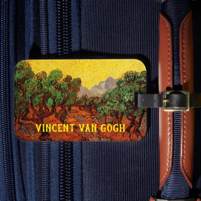 Olivträd av Van Gogh med gul himmel och sol Bagagebricka (Framsida Insitu 4)