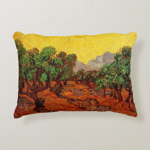 Olivträd av Van Gogh med gul himmel och sol Prydnadskudde