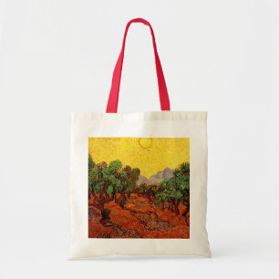 Olivträd av Van Gogh med gul himmel och sol Tygkasse