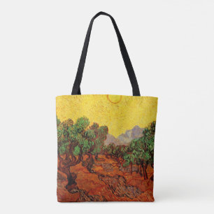 Olivträd av Van Gogh med gul himmel och sol Tygkasse