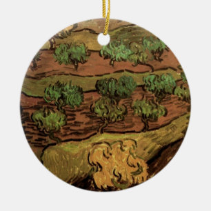 Olivträd av Van Gogh mot en kullebacke Julgransprydnad Keramik