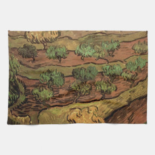 Olivträd av Van Gogh mot en kullebacke Kökshandduk