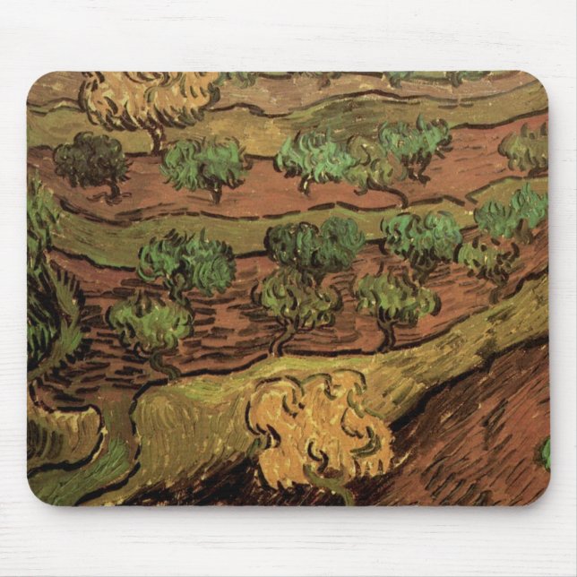 Olivträd av Van Gogh mot en kullebacke Musmatta (Framsidan)