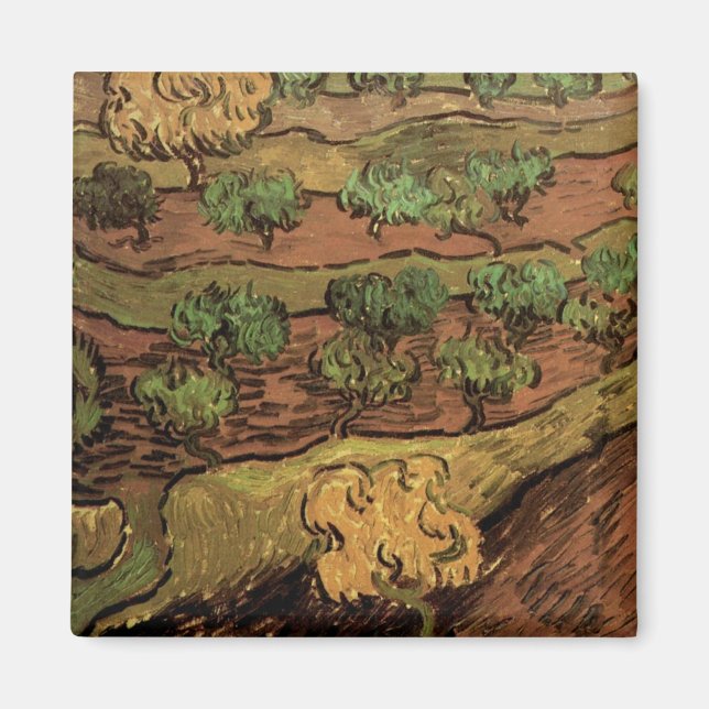 Olivträd av Van Gogh mot en sluttning på en kulle Magnet (Framsidan)