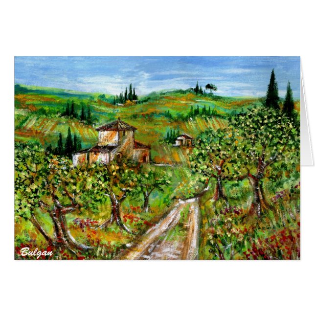OLIVTRÄD I TOSCANA HÄLSNINGSKORT (Framsidan Horizontal)
