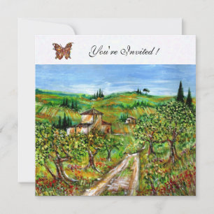 OLIVTRÄD I TUSCANIA,gul grön vit Inbjudningar
