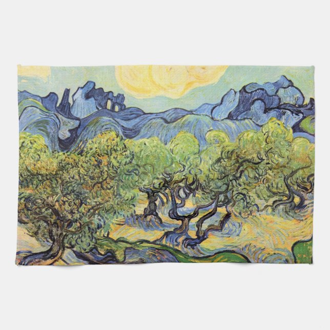 Olivträd med Alpilles av Vincent van Gogh Kökshandduk (Horisontell)