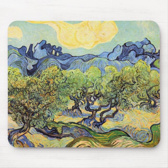 Olivträd med Alpilles av Vincent van Gogh Musmatta (Framsidan)
