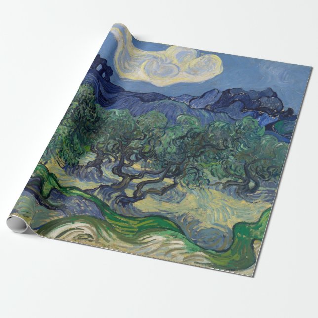 Olivträd med Alpilles av Vincent van Gogh Presentpapper (Utrullad)