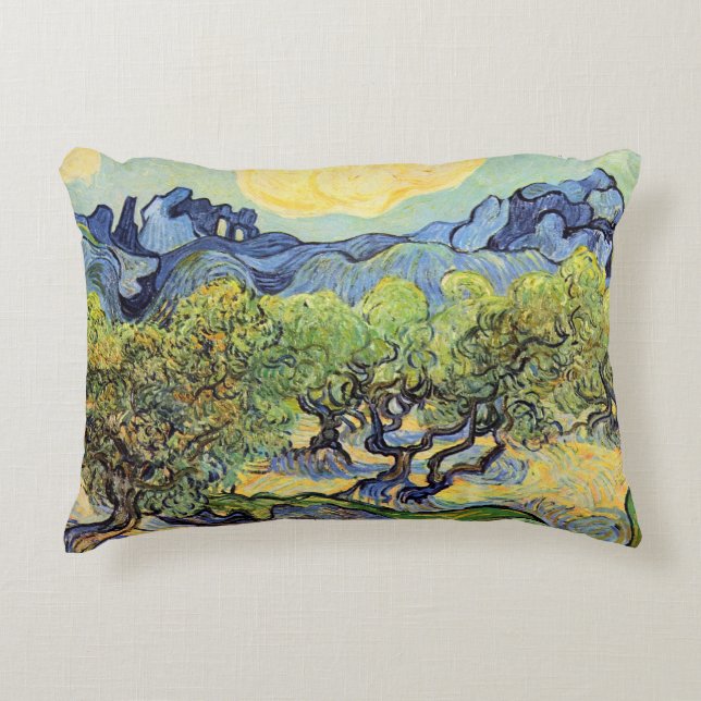 Olivträd med Alpilles av Vincent van Gogh Prydnadskudde (Framsidan)