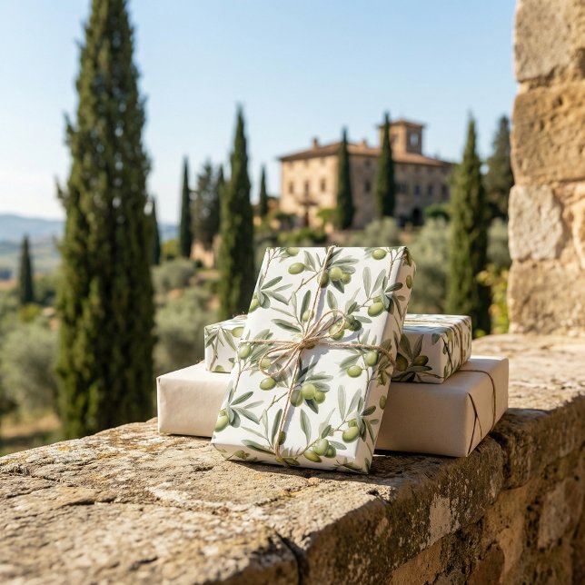 Olivväxter Grenar: Naturligt berikad design Presentpapper (Skapare uppladdad)