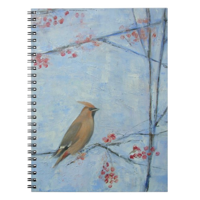 Olja för Waxwing 2013 på kanfas Anteckningsbok (Framsidan)