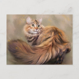 Olja från Sibirien cat porträtt art Vykort