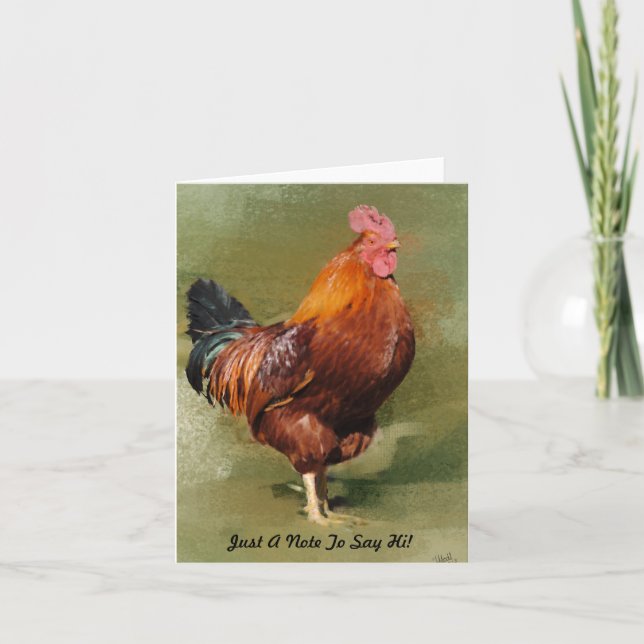 Olja målad höna noterar kortet kort (Framsida)