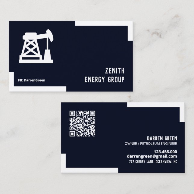 Olja och gas Ingenjör QR Visitkort (Fram/baksida)