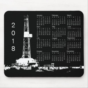 Olje- för riggplats för borrande 2018 kalender musmatta